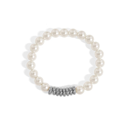 18K Gold PVD 8mm Kiska Glass Pearl Stretch Bracelet