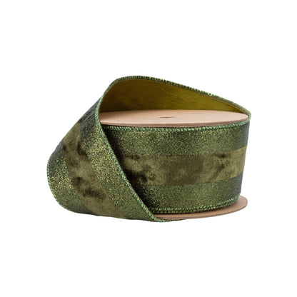 Wired Dark Glitter Velvet Stripe Ribbon 10yd Roll