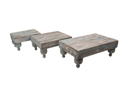 Chula Cake Table LARGE -Display-Reclaimed Wood-Turquoise