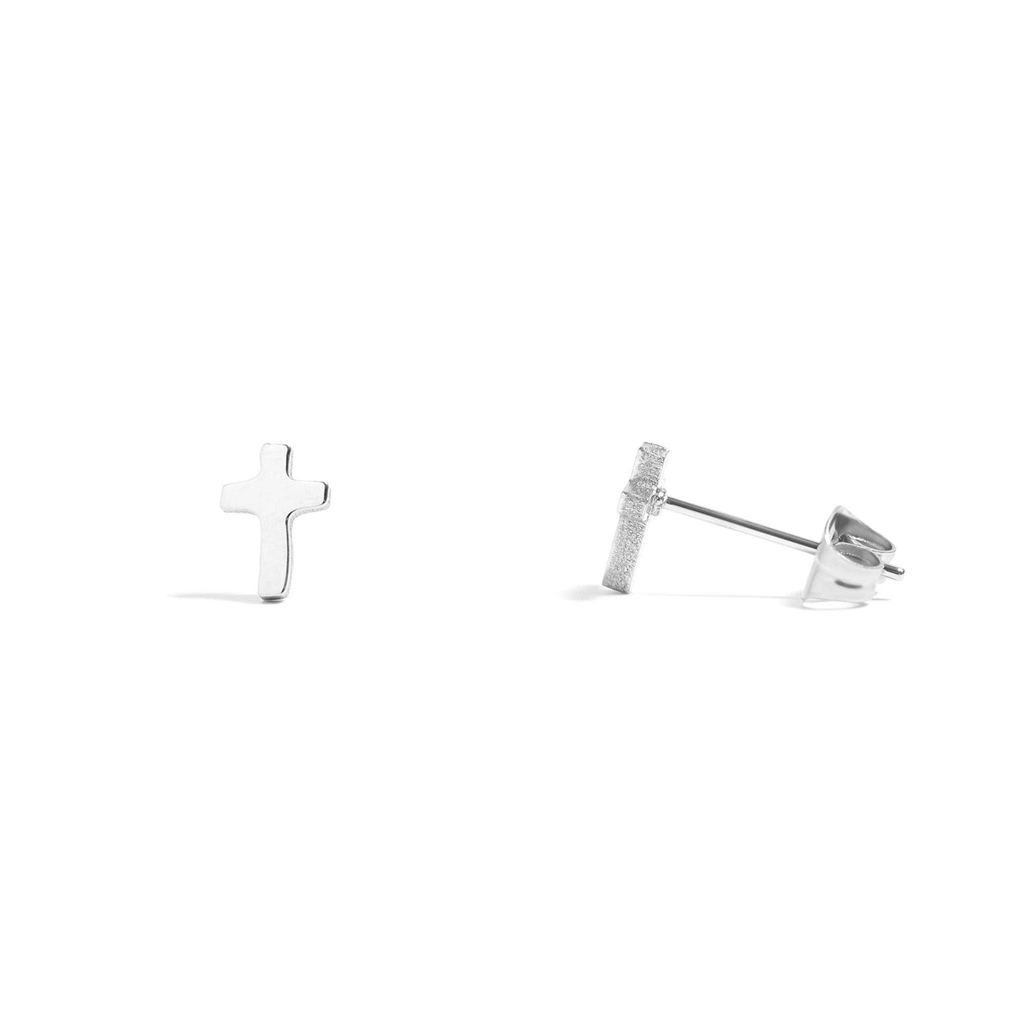 Delicate 18k Gold Cross Stud Earrings