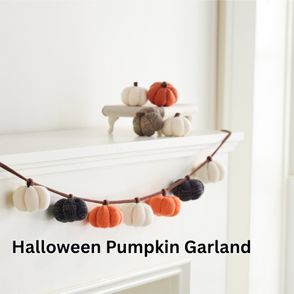Knit Pumpkin Garland Autumn, Fall Accent, Thanksgiving Decor