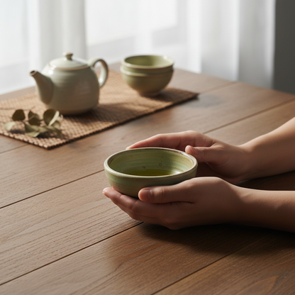 Vikko Stoneware Palm Mini Bowl Sage Green Speckled Brown
