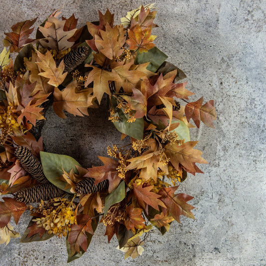 24" HARVEST MIXED LEAF WREATH