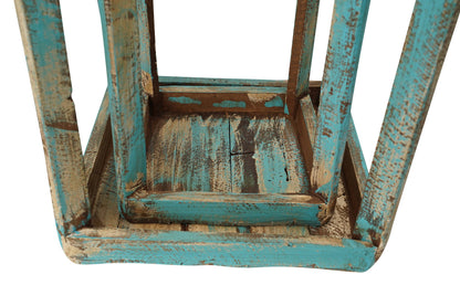 Canopy Farmhouse Wood Lantern Turquoise - SM