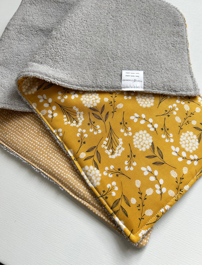 Wildflower on Yellow Burp Cloth, set of 2