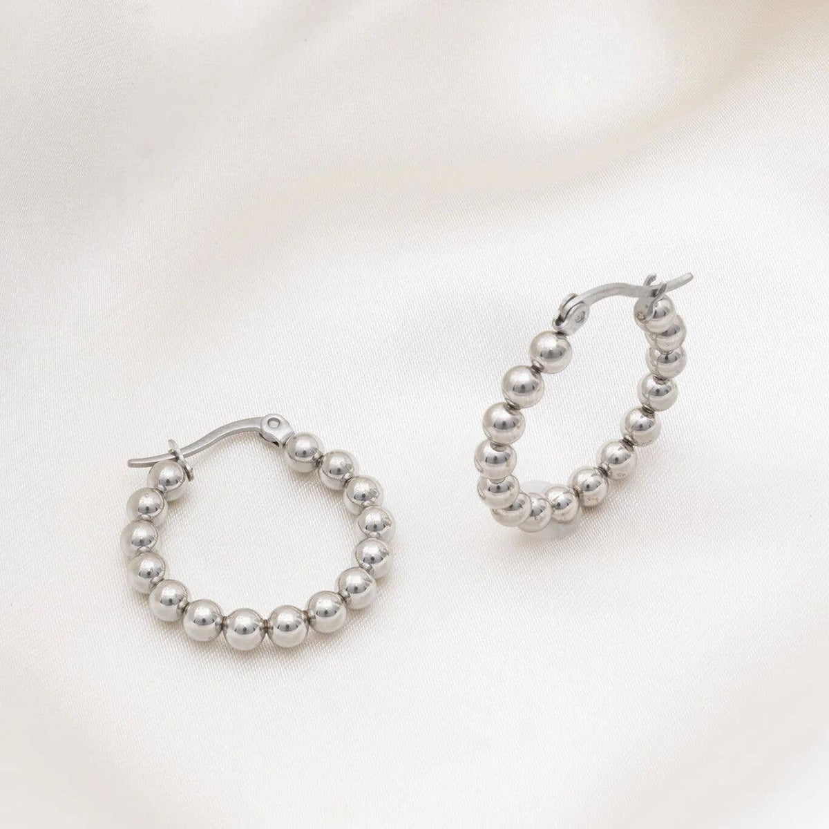 18K Gold PVD Stainless Steel Circle Ball Hoop Earrings
