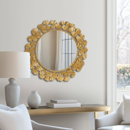 Gold Foil Ginkgo Leaf Decor Mirror
