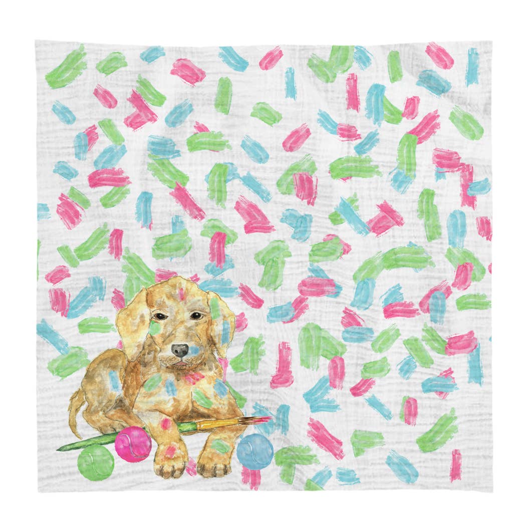Pink Artist Dog Swaddle