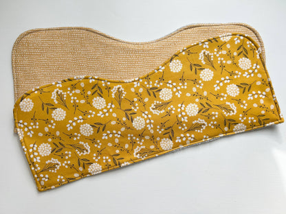 Wildflower on Yellow Burp Cloth, set of 2