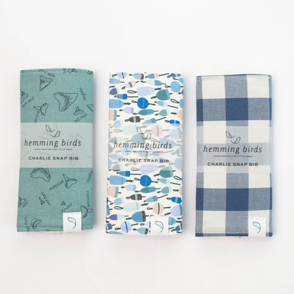 Charlie Snap Bib - Denim Gingham