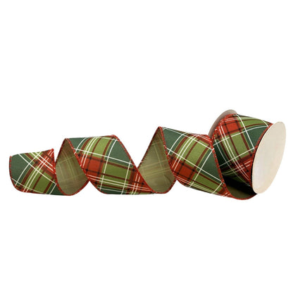 Red/Green Diagonal Plaid Ribbon 2.5" x 10yd