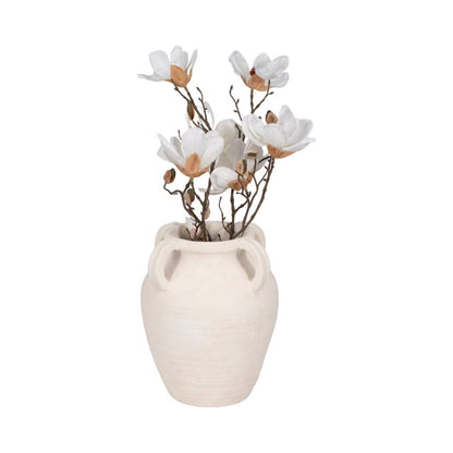 Decorative Vase - White Pottery Amphora Multi-Handle Jug, 12