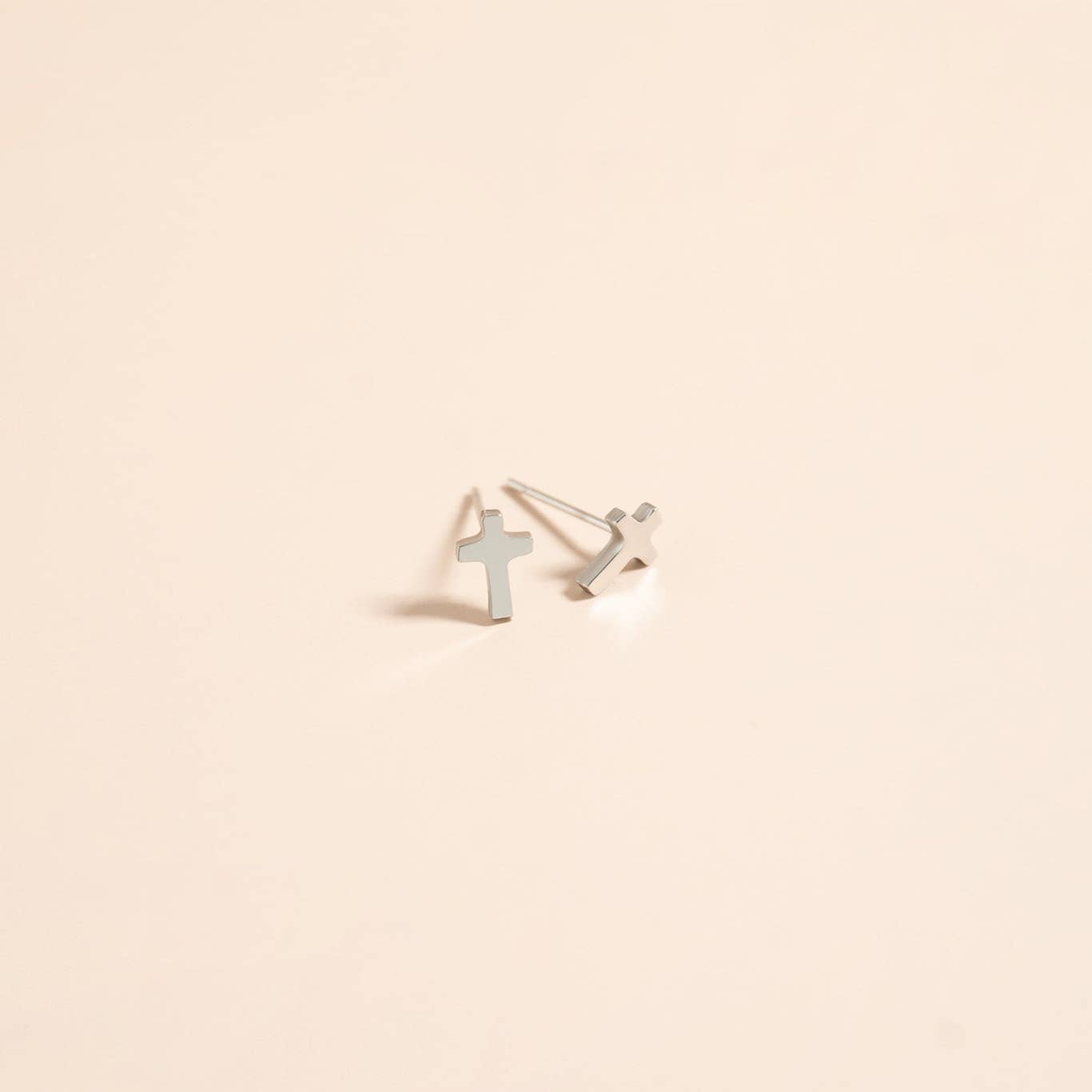 Delicate 18k Gold Cross Stud Earrings