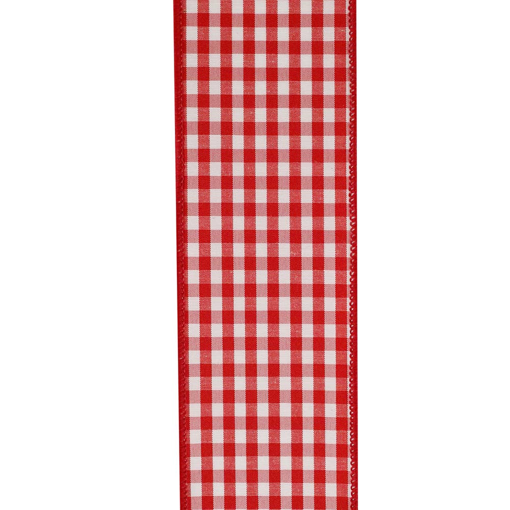 Gingham Check Wired Edge, Red, 2-1/2 In, 10 Yards