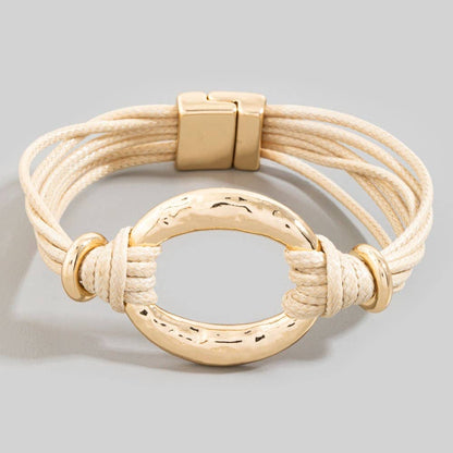 Magnetic Clasp Oval Hoop Corded Bracelet
