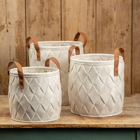 SET/ 3 CIRCLE FELT BASKETS