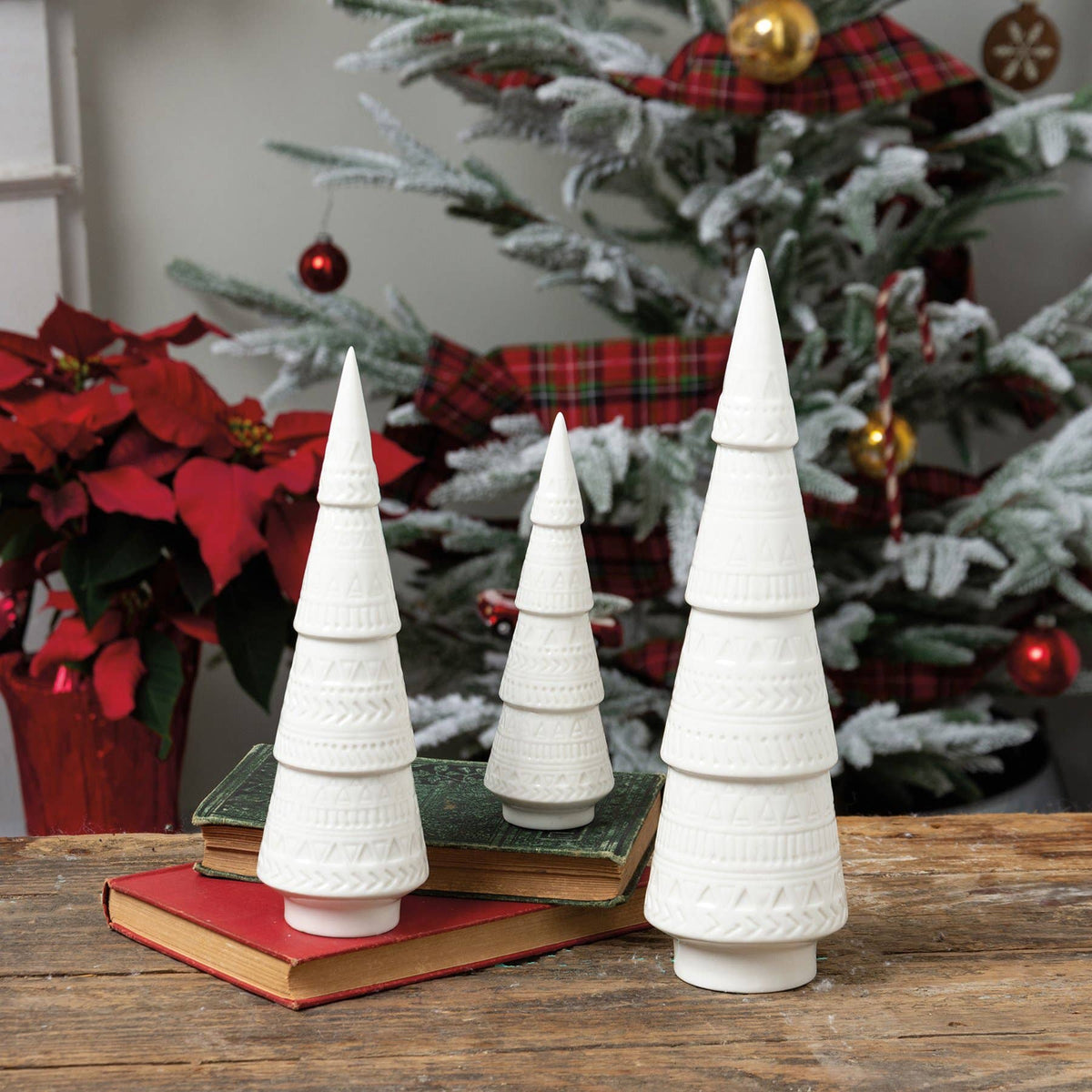White Ceramic Christmas Tree Set