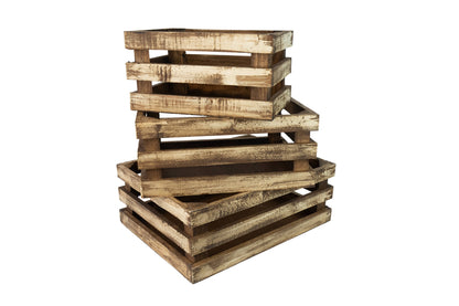 Killian Wood Crate-Store Display-Set of 3-Antiqued White