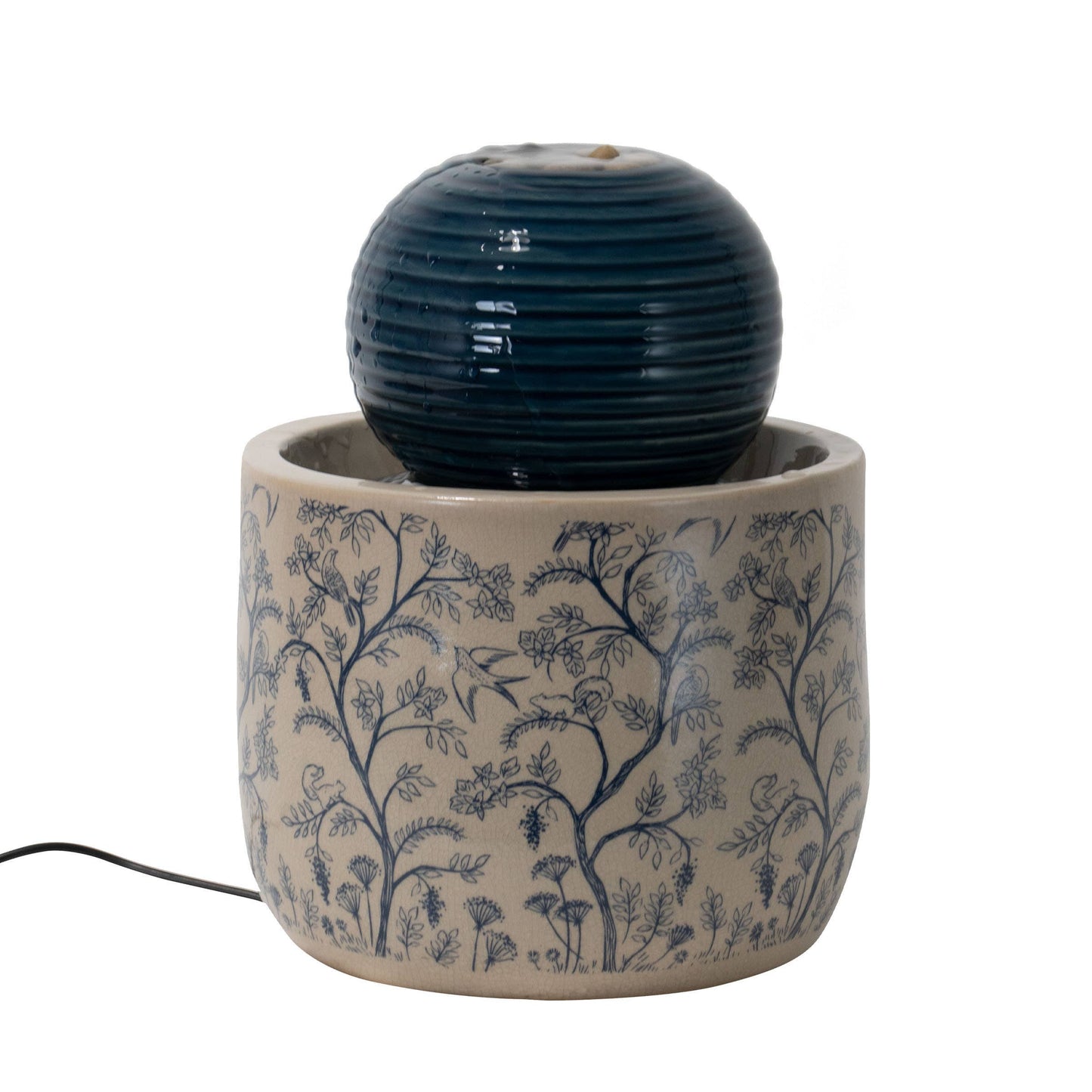 Georgie Chinoiserie Garden Ceramic Water Fountain with Pump