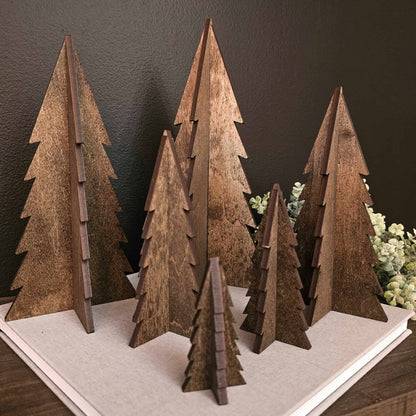 Wood 3D Stained Trees Holiday Christmas Decor