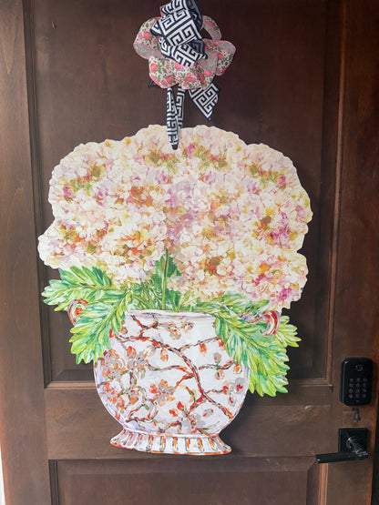 LARGE Designer Hydrangeas Ginger Jar Door Hanger
