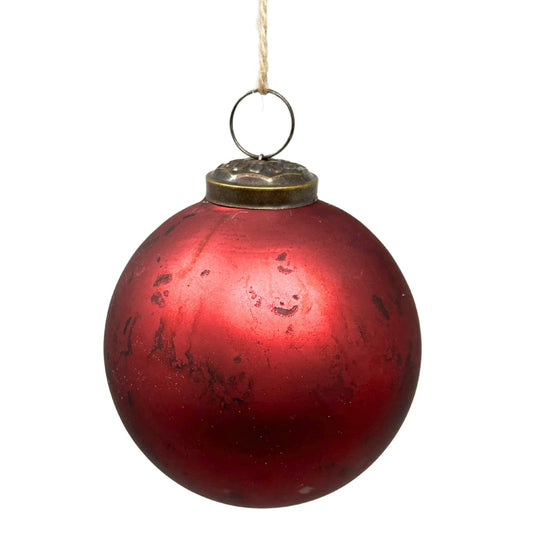 Matte Marbled Glass Ball 4" - Burgundy