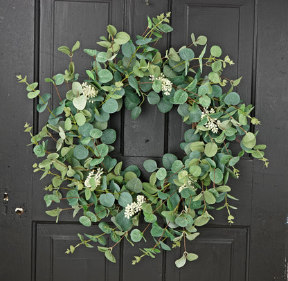 27520- 24in Twig Wreath-Seeded Silverdollar-
