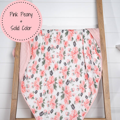 Pretty in Peony Baby Toddler Muslin Blanket