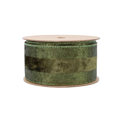 Wired Dark Glitter Velvet Stripe Ribbon 10yd Roll