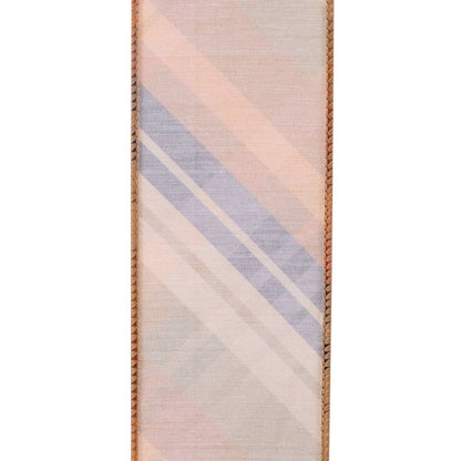 Plaid Diagonal Tierra Wired Edge, Rust, 2-1/2 In, 10 Yards