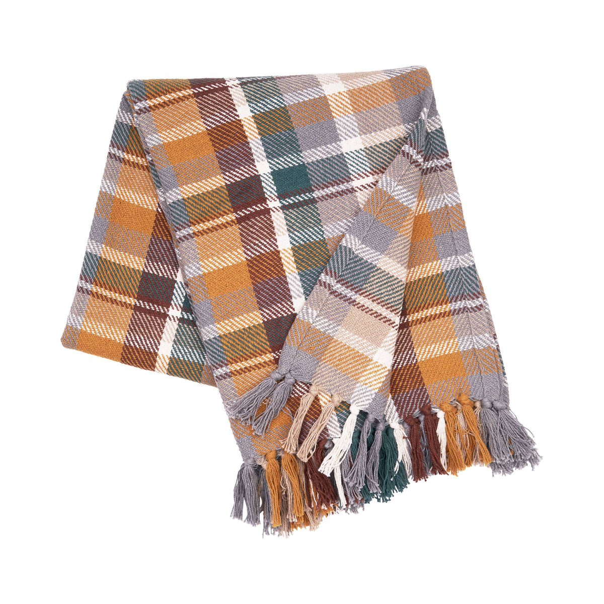 Fall/Harvest Aspen Gray & Brown Plaid Throw Blanket