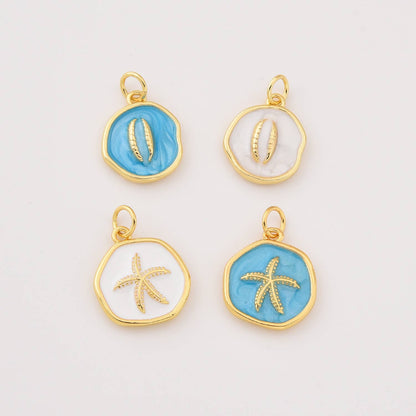 Gold Filled Starfish Charm Blue or White Enamel CP2276