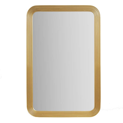 Rounded Rectangle Fluted Wall Mirror, Gold