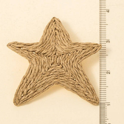 Large Straw Weave Star Stud Earrings