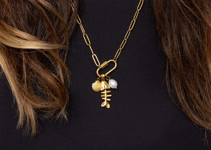 18K Gold PVD Paperclip Carabiner Necklace