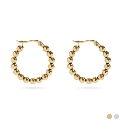 18K Gold PVD Stainless Steel Circle Ball Hoop Earrings