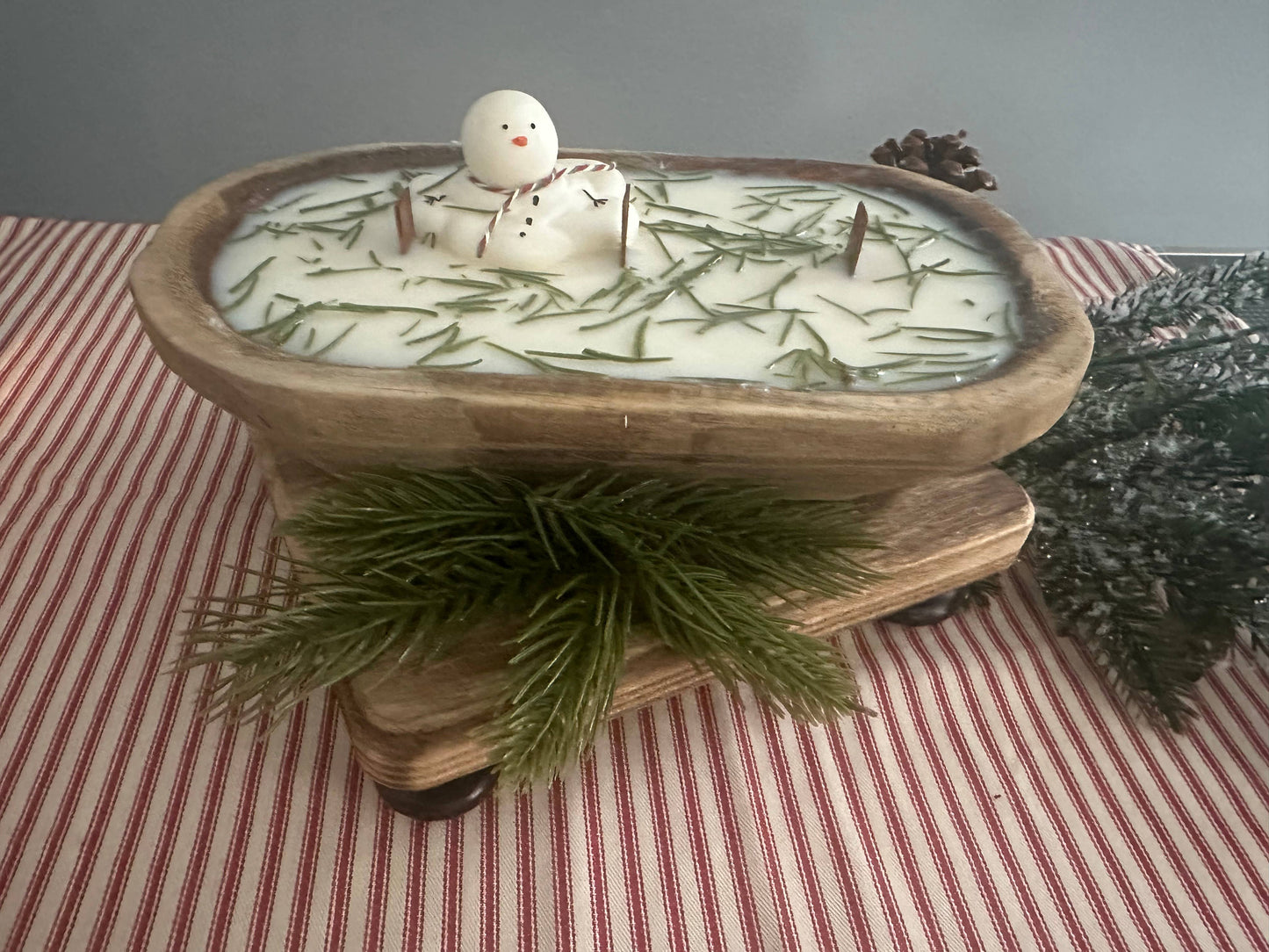 SOLD OUT.  Snowman Dough Bowl Soy Wax Candle 