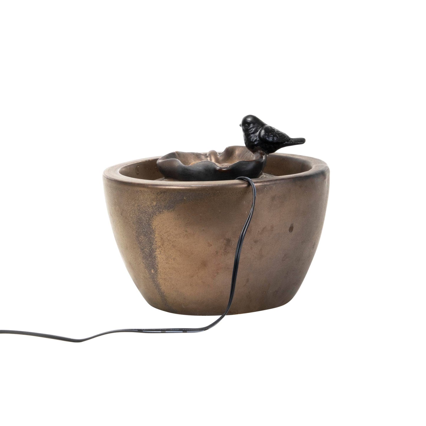 Bronze Bird on Leaf Garden Water Fountain with Pump