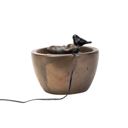 Bronze Bird on Leaf Garden Water Fountain with Pump