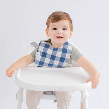 Charlie Snap Bib - Denim Gingham