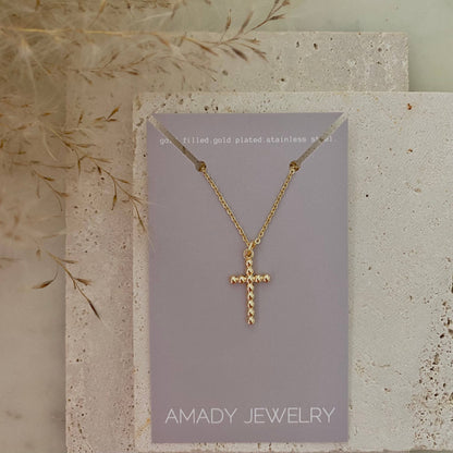 Cross charm 14k gold filled balloon necklace waterproof