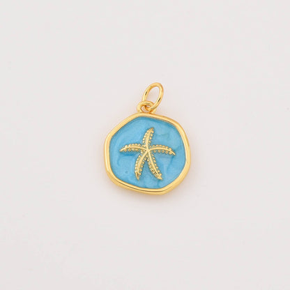 Gold Filled Starfish Charm Blue or White Enamel CP2276