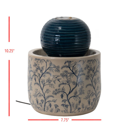 Georgie Chinoiserie Garden Ceramic Water Fountain with Pump