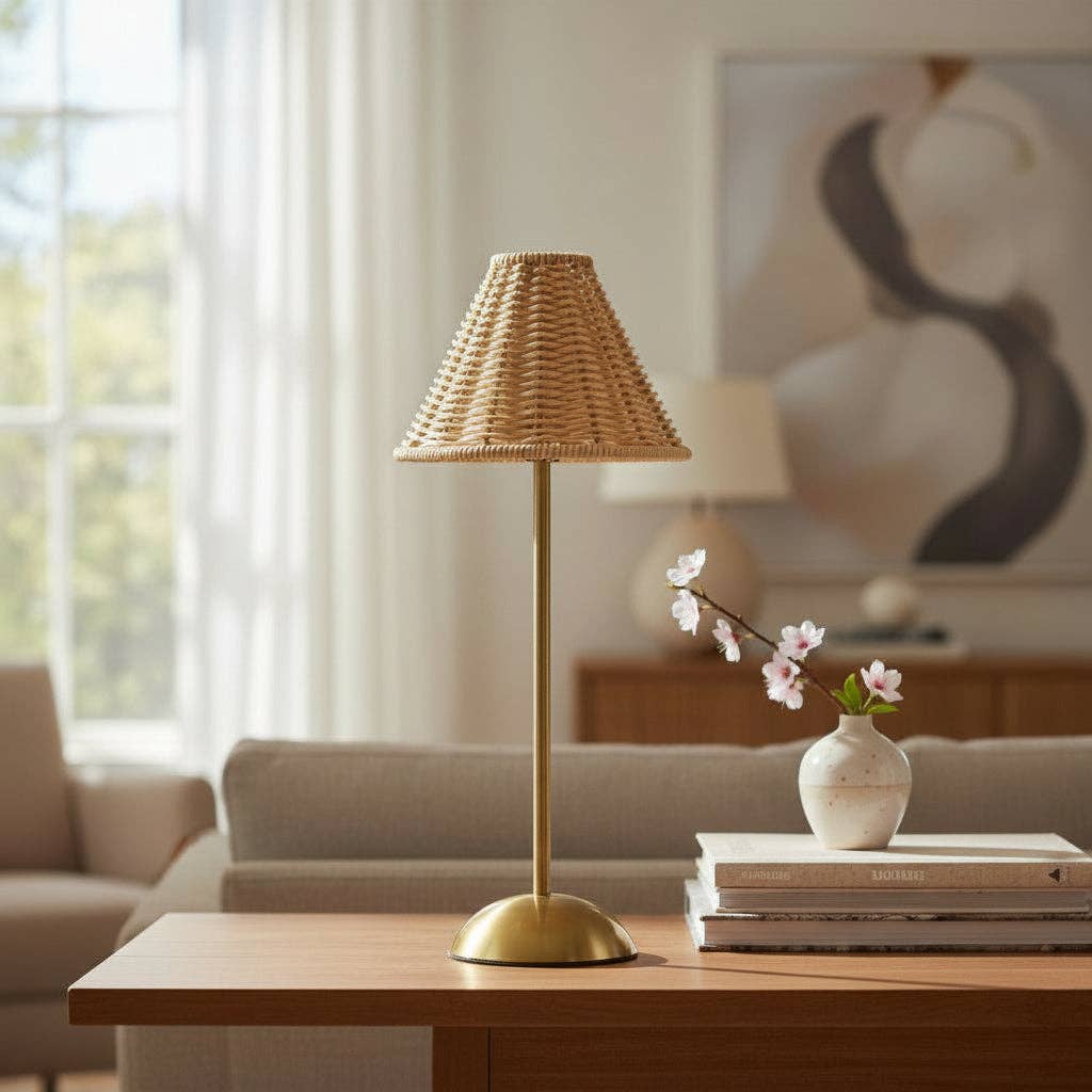 Lamp - Golden Rattan 6.25" x 15" PK 4