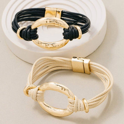 Magnetic Clasp Oval Hoop Corded Bracelet