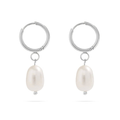 18K Gold PVD Freshwater Pearl Huggie Earrings