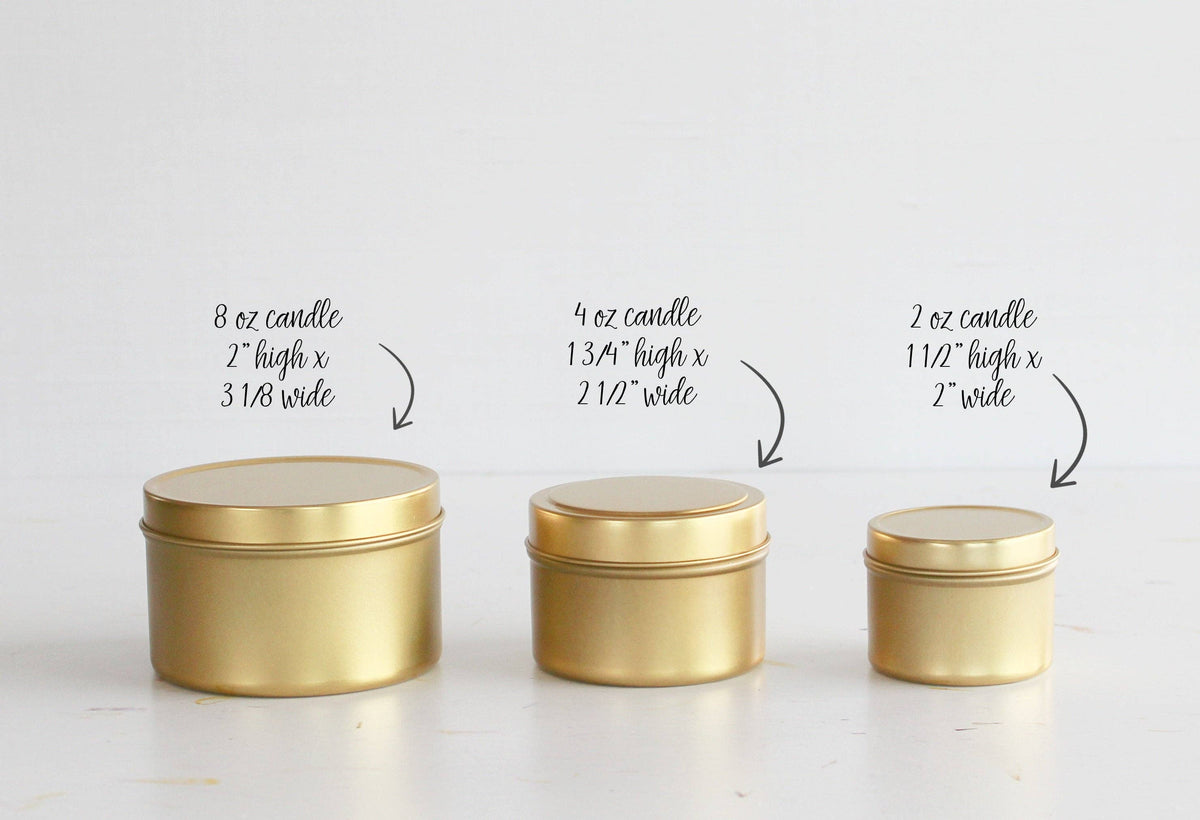 Custom Logo Candle Tins | 2, 4 &8 oz  | Gold, Black & Silver