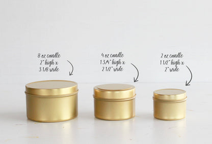 Custom Logo Candle Tins | 2, 4 &8 oz  | Gold, Black & Silver