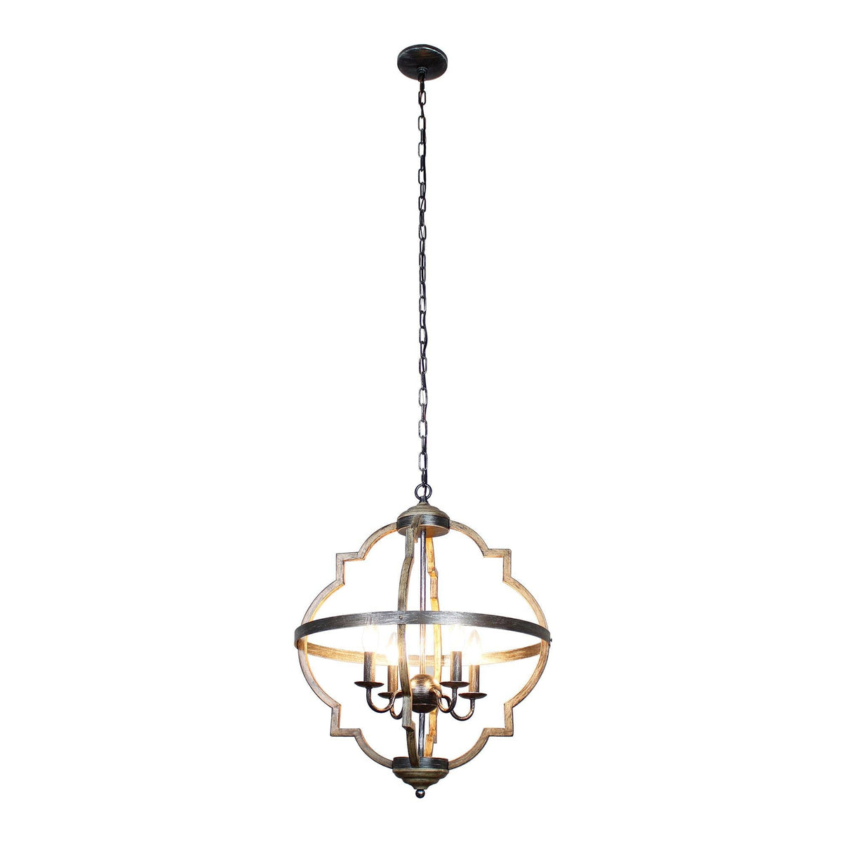 Lusteria Farmhouse Black 4-Light Candle Island Chandelier