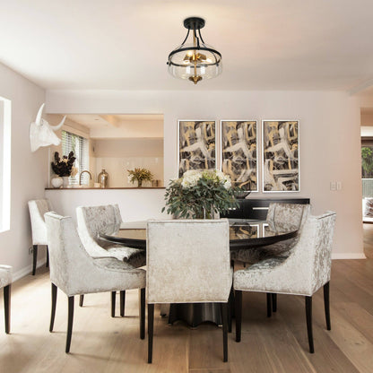 Dendria 3-Light Brass Semi-Flush Mount Light